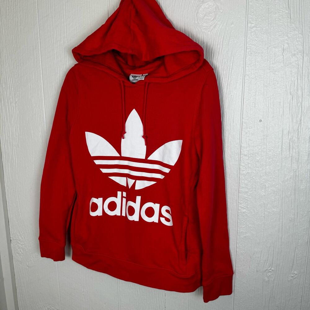 Adidas Women’s Coral Colored Logo Pullover Hoodie Sweatshirt Size Small Cotton - Picture 4 of 9